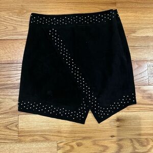 Intermix Black Suede Skirt with Silver Studs